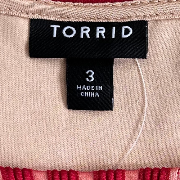 Torrid Shadow Stripe Peplum Top/Blouse Dark Red Size 3X NWT - Picture 7 of 15